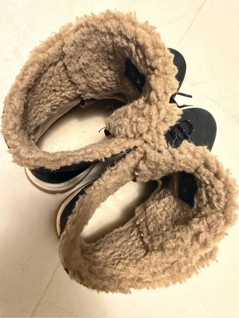 UGG Black and Tan Shearling-Lined Lace-Up Winter Boots